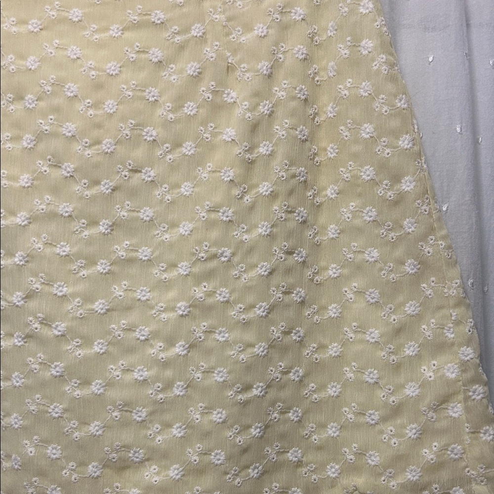 Altar'd State Skirt Women’s L Yellow Floral Mini Ruffle Eyelet Feminine - Picture 3 of 10